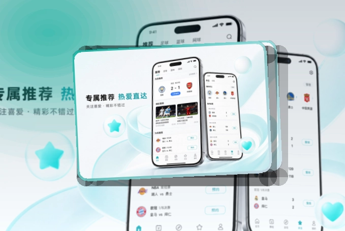 海报式引导 · 直播比分App · 常用入口不再分散界面展示